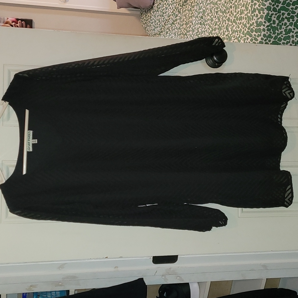 Black shear long sleeve dress